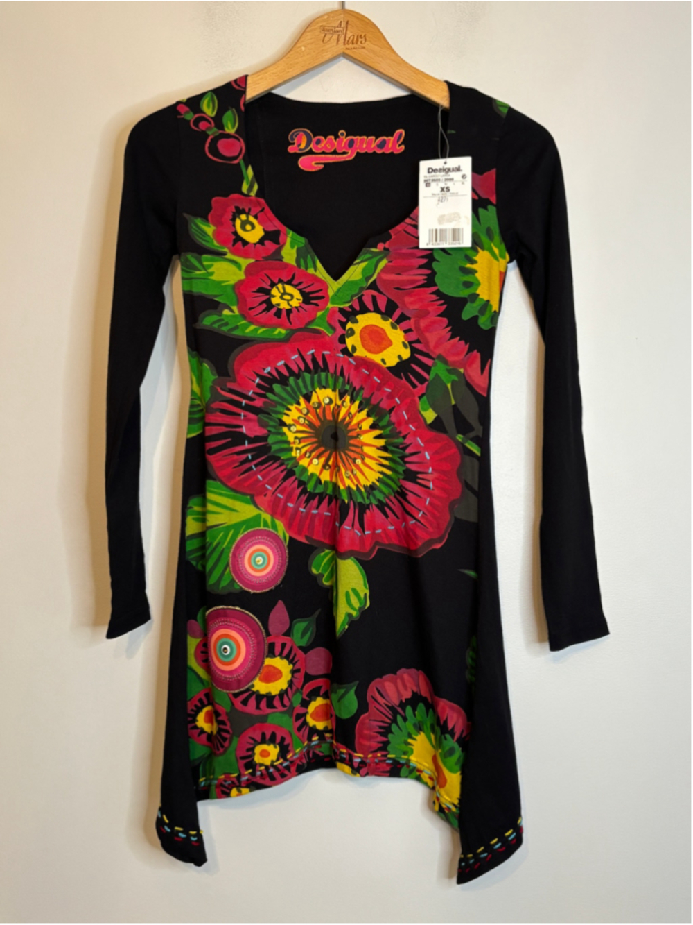 Desigual Caroly Larga Long Sleeve Asymmetrical Tunic Dress Size XS BNWT Artsy